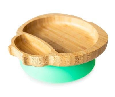 Plato Bamb con Ventosa Mariquita Verde