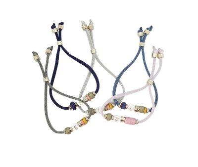 Bracelet lastique 1 initiale beige