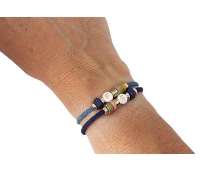 Bracelet lastique 1 initiale beige