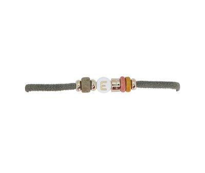 Bracelet lastique 1 initiale Kaki