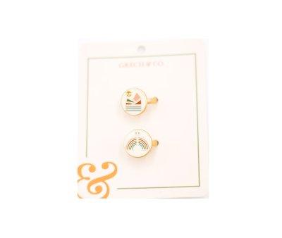 2 Anillos Esmaltados Enamel Landscape+Rainbow