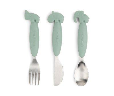3 x Talheres Antiderrapantes verdes Deer Friends