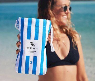 Telo Spiaggia Large Microfibra Cabana Azzurro Personalizzabile