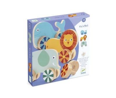 3 Petits Animaux Roues en Bois