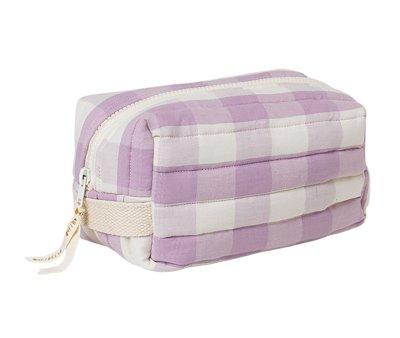 Lilac Checks Padded Toiletry Bag