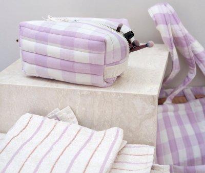 Lilac Checks Padded Toiletry Bag