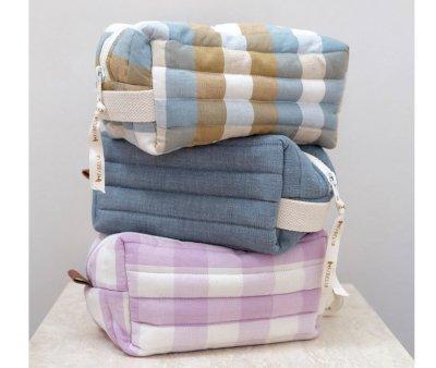 Lilac Checks Padded Toiletry Bag