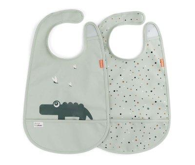 2 bavoirs Deer Croco Green
