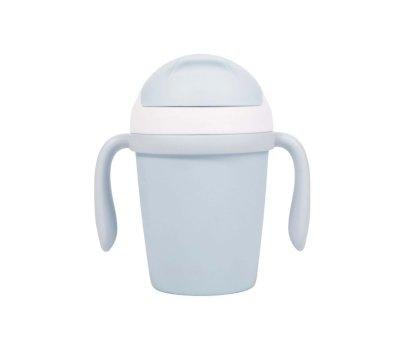 Tazza Biodegradabile con Cannuccia Azzurro