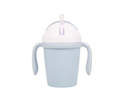Tazza Biodegradabile con Cannuccia Azzurro