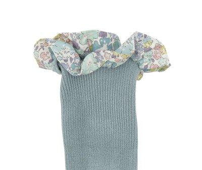 Chaussettes  semelle antidrapante en bambou Liberty Dusty Blue