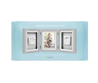 Deluxe Gray Babyprints Photo and Handprint Frame