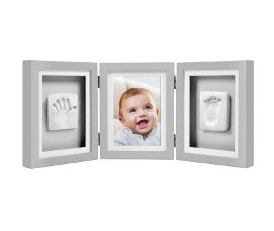 Deluxe Gray Babyprints Photo and Handprint Frame