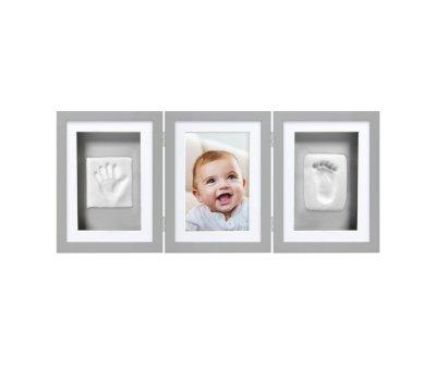Deluxe Gray Babyprints Photo and Handprint Frame