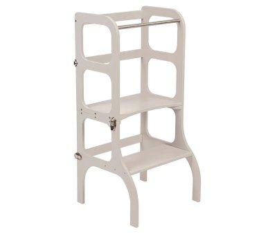 Montessori Learning Tower Table and Chair Pearl Gray/Silver