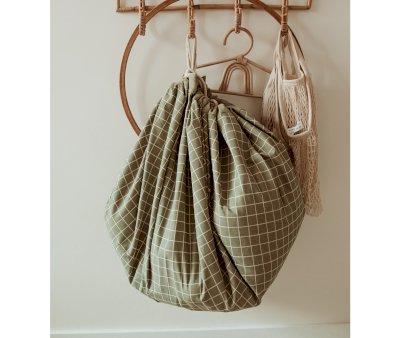 Reversible Sack Play & Go Classic Organic Checkered Green