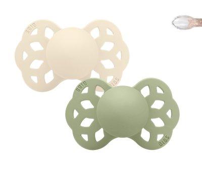 2 BIBS Infinity Pacifiers Symmetrical Ivory/Sage