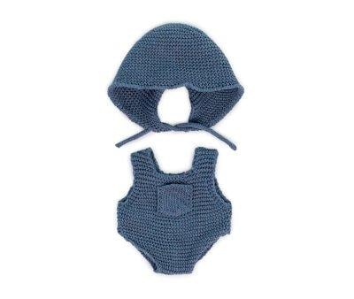 Set Blue Romper and Hat Doll 21cm