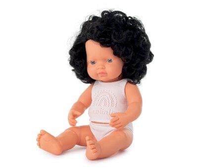 Doll with Curly Brown Hair 38 cm