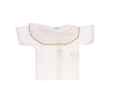Camisa Cutie con Volante Plumeti Beige para Mueco