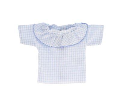 Camisa Vichy con Volante Azul Celeste para Mueco Azul Celeste