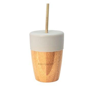 Gobelet en bambou gris avec paille