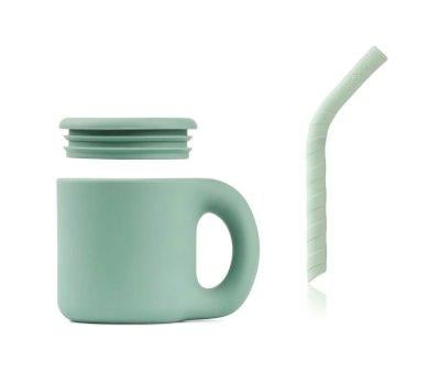 Silicone Cup with Straw Dusty mint / Peppermint