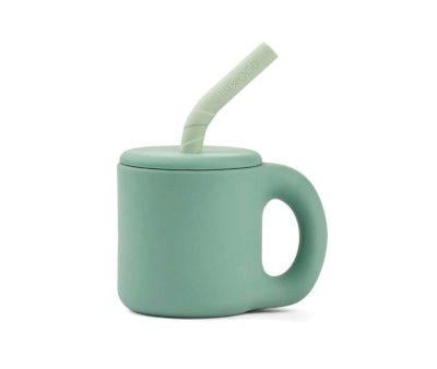Silicone Cup with Straw Dusty mint / Peppermint
