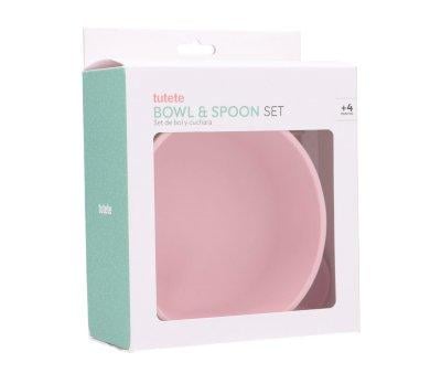 Bowl with Suction Base + Spoon Pink