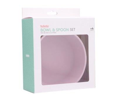 Bowl with Suction Base + Spoon Lilac
