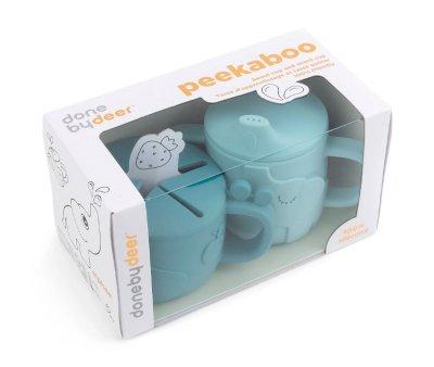 Gobelet d'apprentissage et distributeur de snacks Peekaboo Deer Friends Blue