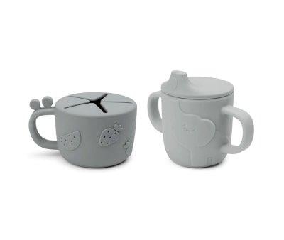 Gobelet d'apprentissage et distributeur de snacks Peekaboo Deer Friends Grey
