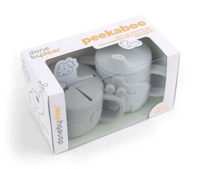 Gobelet d'apprentissage et distributeur de snacks Peekaboo Deer Friends Grey