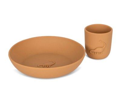 Vaso y Plato de Silicona Dino Almond