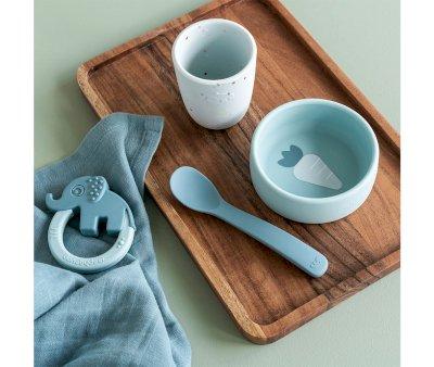 Meus primeiros utenslios de mesa de silicone azul