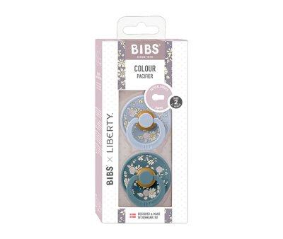 2 Succhietti BIBS Colour Round Liberty Capel Dusty Blue Mix