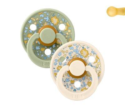 2 BIBS Colour Round Pacifiers Liberty Eloise Sage Mix