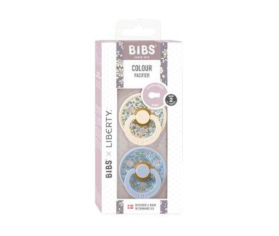 2 BIBS Colour Round Pacifiers Liberty Eloise Dusty Blue Mix