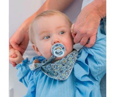 2 Succhietti BIBS Colour Round Liberty Chamomile Lawn Baby Blue Mix