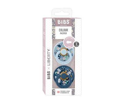 2 Succhietti BIBS Colour Round Liberty Chamomile Lawn Baby Blue Mix