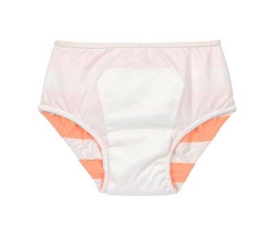 Swim Diaper with Ruffles Stripes Milky Peach