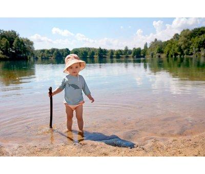 Swim Diaper with Ruffles Stripes Milky Peach