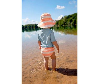 Swim Diaper with Ruffles Stripes Milky Peach