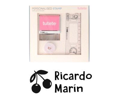 Timbro per tessuti Personalizzato Ciliegie + Nastro Capi Scuri