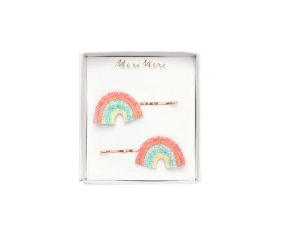 2 Rainbow Glitter Hairpins