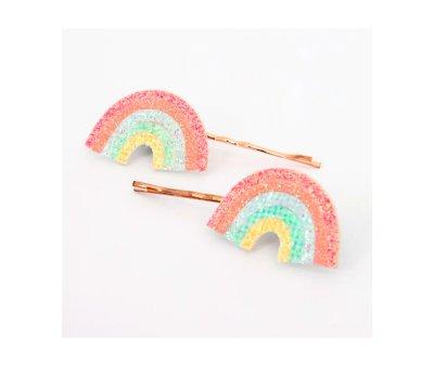 2 Rainbow Glitter Hairpins