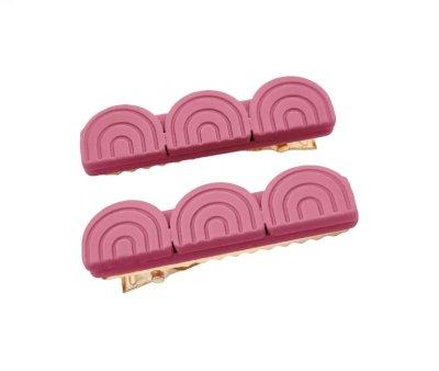2 Clips de Pelo Tri Rainbow Mauve Rose