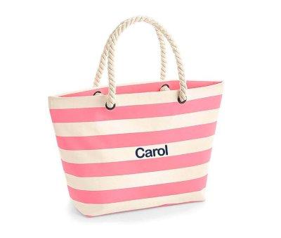 Bolsa de Playa Nautical Natural-Rosa Personalizable