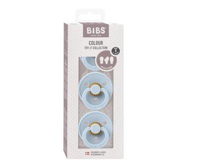 Pack of 3 BIBS Pacifiers Try-It Baby Blue