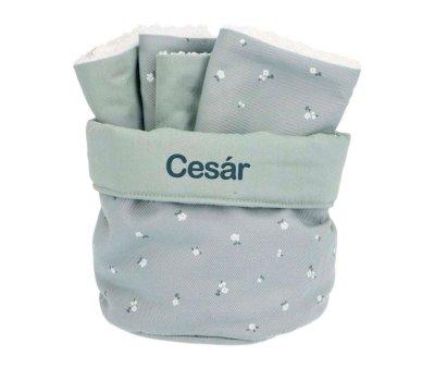 Basket with Personalized Petite Fleur Vert Drool Bib